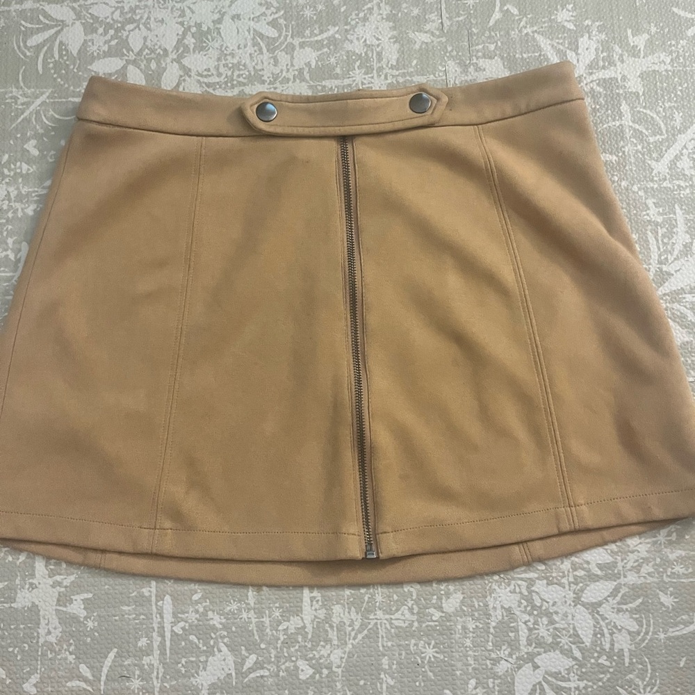 Jack by BB Dakota Camel Front Zip Panel Mini Skirt